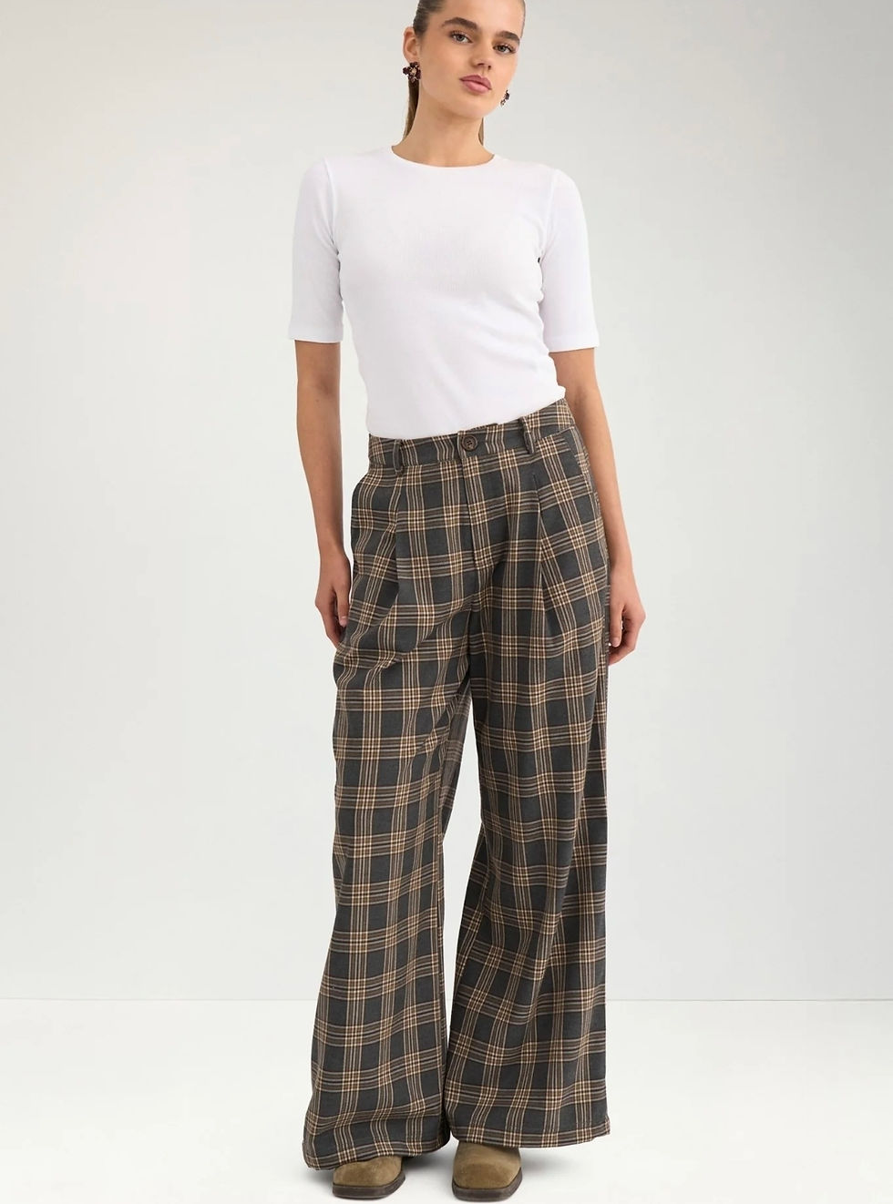 Miniatura: Pantaloni quadri grigio marrone