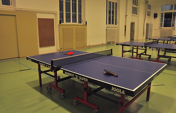 table et raquettes de tennis de table