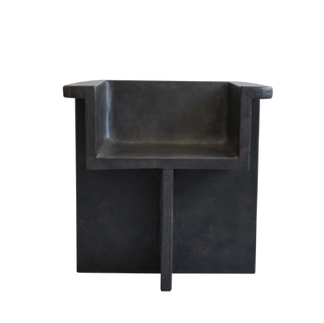 The Brutus Collection by 101 Copenhagen features a dining chair, lounge chair, coffee table and stool all cast in lightweight fibre concrete. Modern, minimalist architectural furniture that can be used in covered patios.