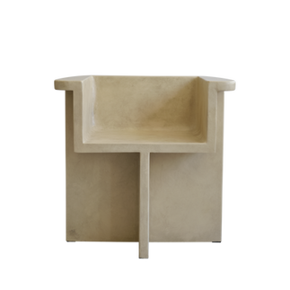 The Brutus Collection by 101 Copenhagen features a dining chair, lounge chair, coffee table and stool all cast in lightweight fibre concrete. Modern, minimalist architectural furniture that can be used in covered patios.