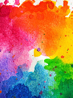 Close up of an impressionist style artistic color wheel or color palette drawn with water