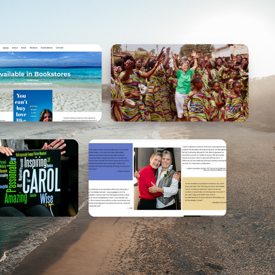 Website screenshots and images of a crowd and people with the name Carol. Seattle custom website design