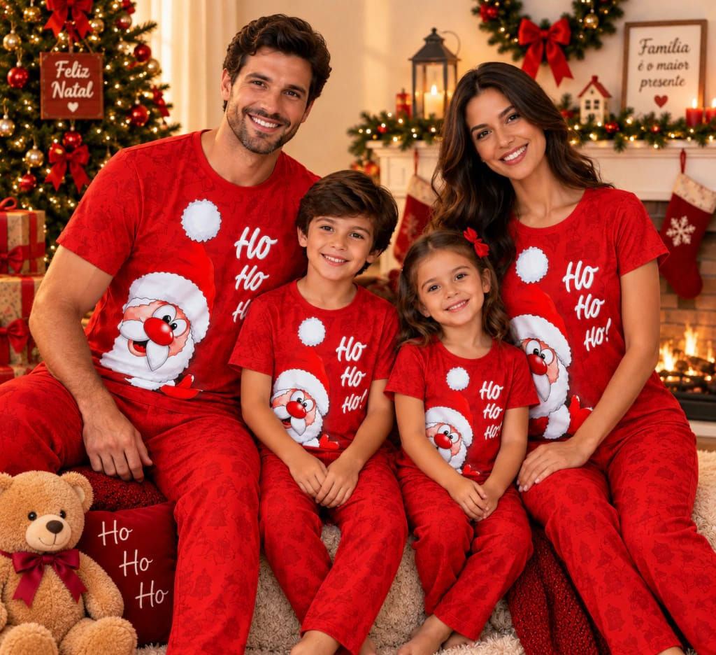 COLEÇÃO NATAL SOB ENCOMENDA - Família Papai Noel Vermelho