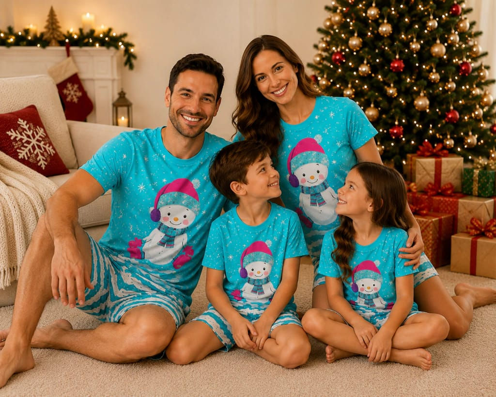 COLEÇÃO NATAL SOB ENCOMENDA - Família Boneco De Neve Azul