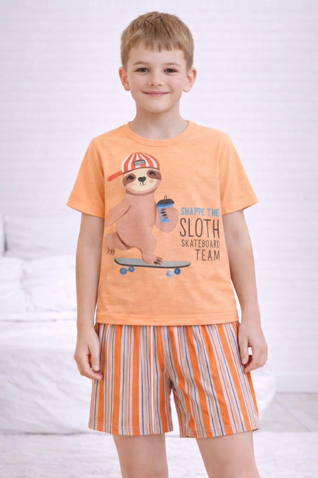 SOB ENCOMENDA - Infantil Masculino Preguiça Skate Orange