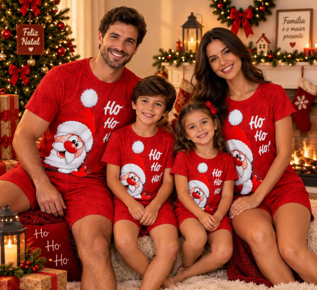 COLEÇÃO NATAL SOB ENCOMENDA - Família Papai Noel Vermelho