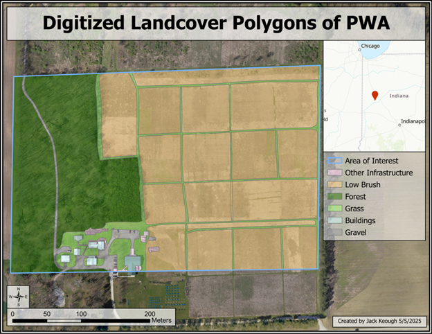 Figure 9: Digitized Polygons of PWA displaying the different landcover of the area.