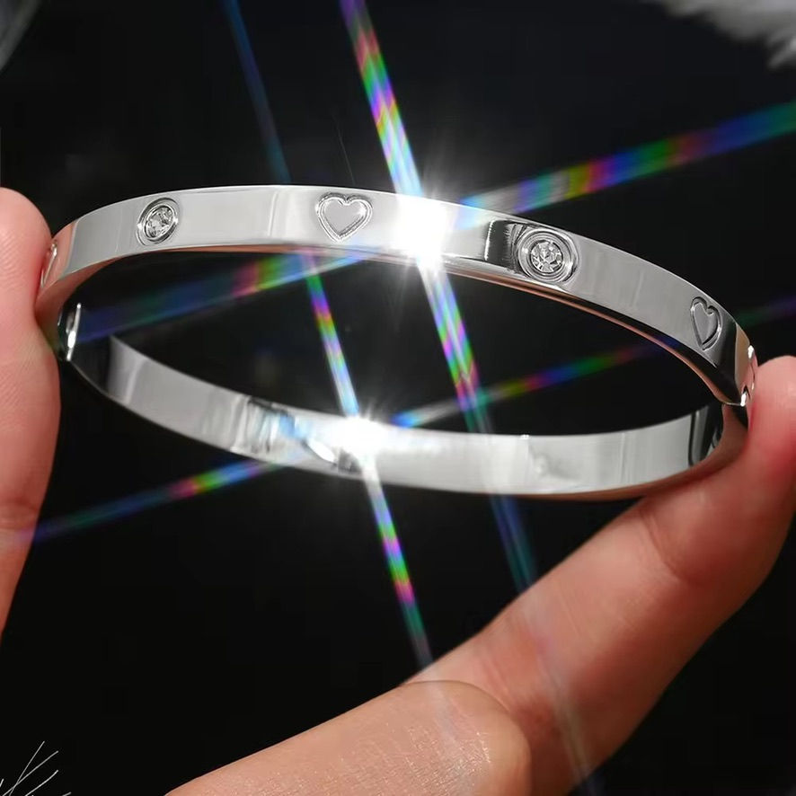 Thumbnail: Kuona Trendy Love Silver Bangle