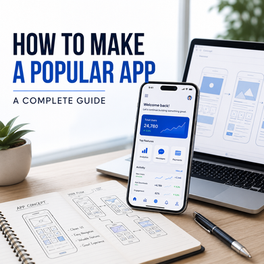 How to make a popular app guide featuring mobile app development planning, UI wireframes, and a smartphone app dashboard.