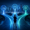 Illustration representing how to choose the right software development partner for a business technology project.