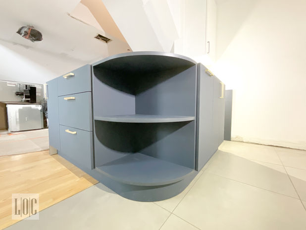 Custom cabinet for rounded corner