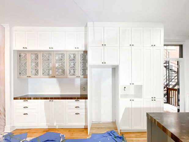 Kitchen with custom cabinets and butcherblock countertop