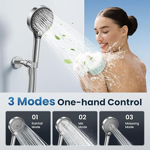 Thumbnail: Handheld Filter Booster Shower Head, 3 Spray Modes, Hard Water Powerful Cleaning