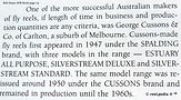 CUSSONS vintage Fly fishing reel made in Australia information