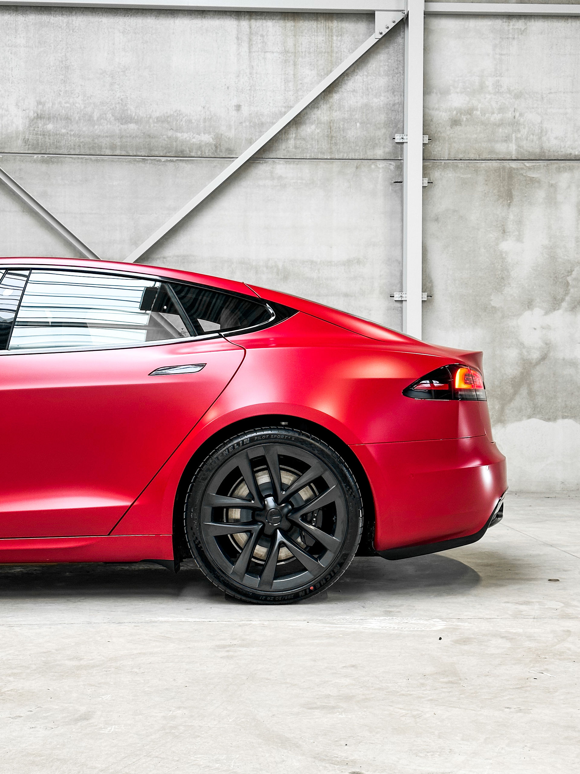 Tesla Model S Plaid Red with XPEL Stealth wrap matte