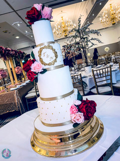 White and Gold Wedding Cake.