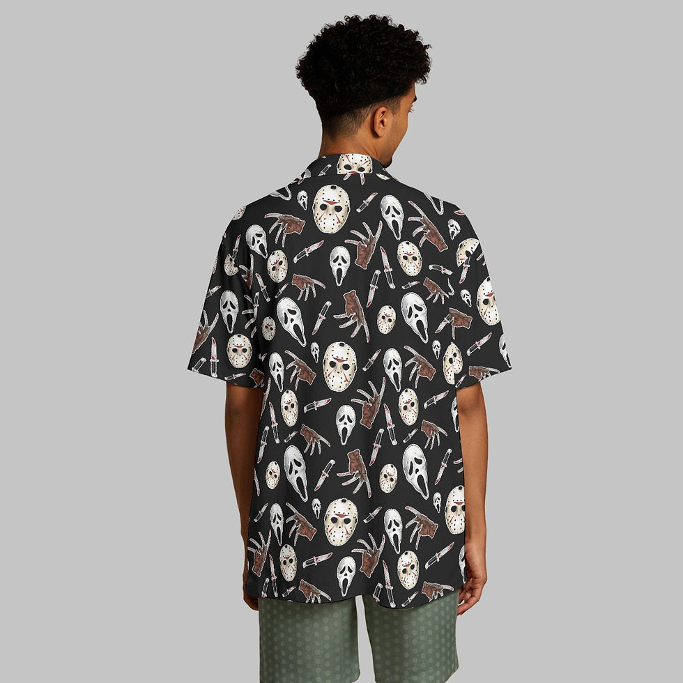 Thumbnail: Horror Pattern All-Over Print Hawaiian Shirt With Button Closure