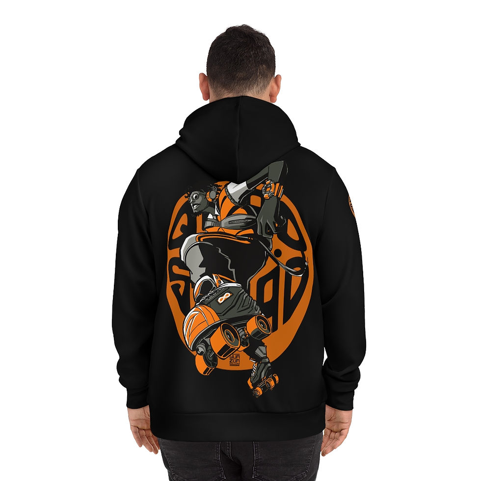 Thumbnail: Copy of Skatero Hoodie - Black Orange Arm - AOP Fashion