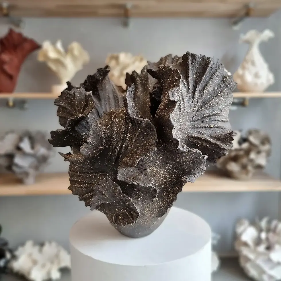 Thumbnail: Lily sculpture black stoneware  // 180 Sold