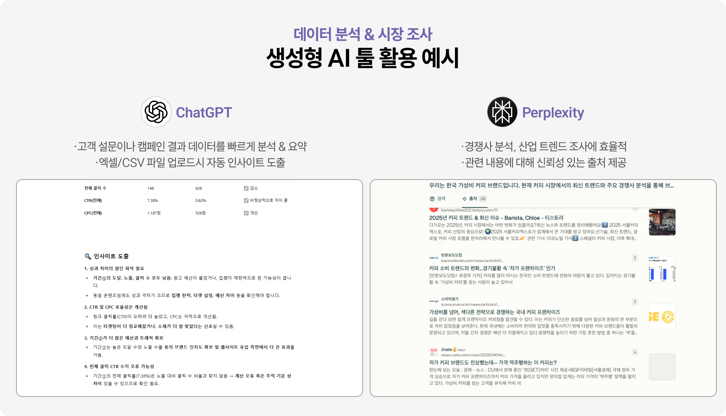 마케팅 데이터 분석 생성형 AI 툴 활용 예시