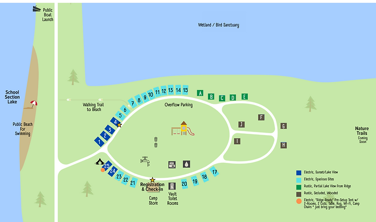 Map of Sunset Ridge Campground Sites and Amenities
