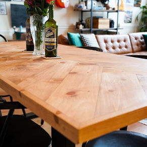 DIY Herringbone Kitchen Dining Table