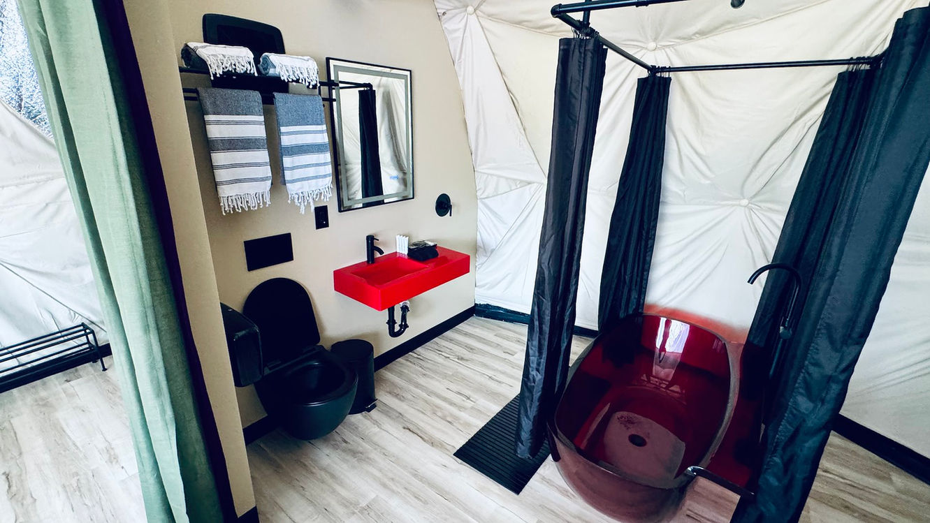 red bathroom