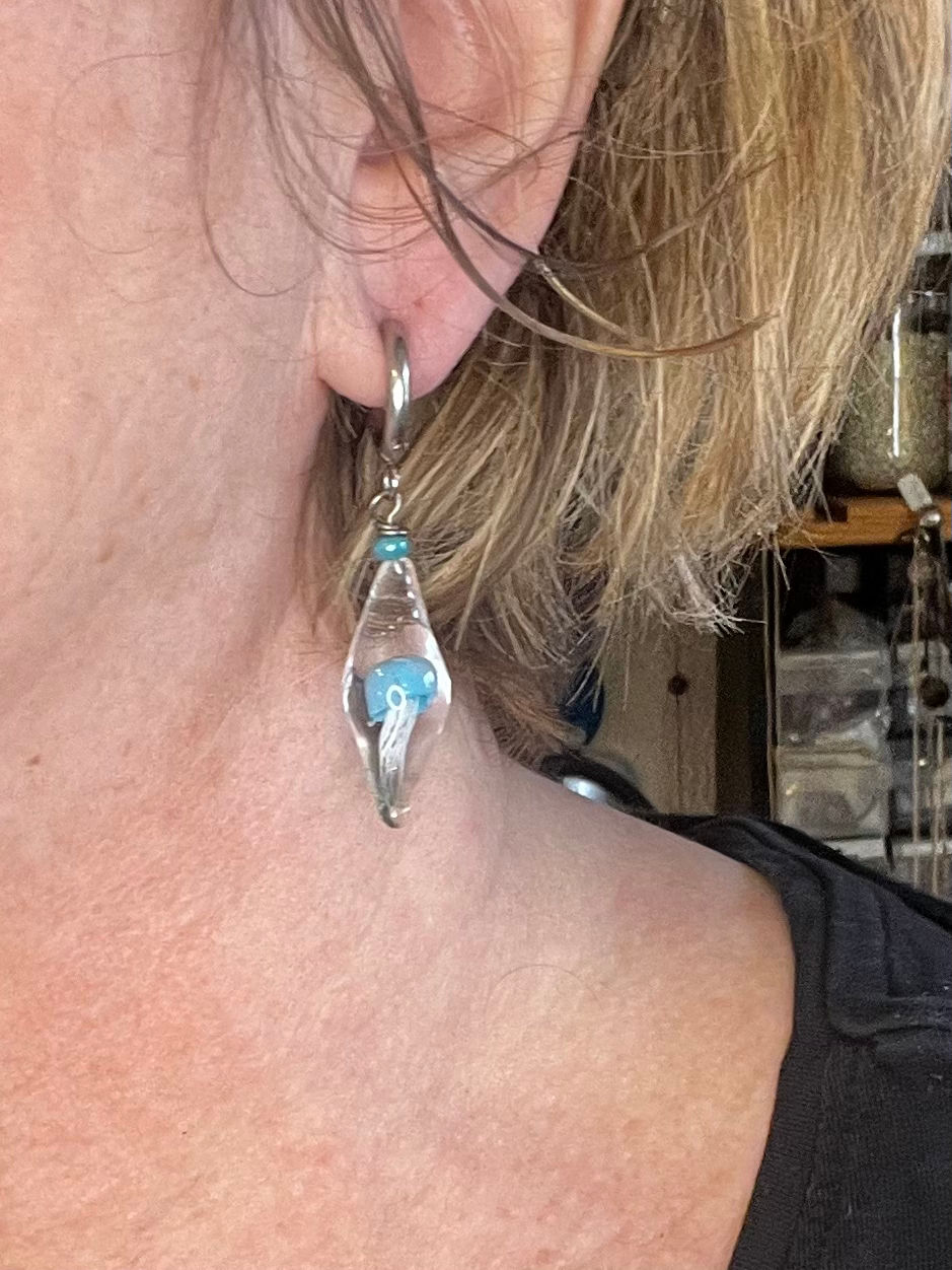 Miniature : Boucles d’oreilles «  Filles d’azur »/ verre filé