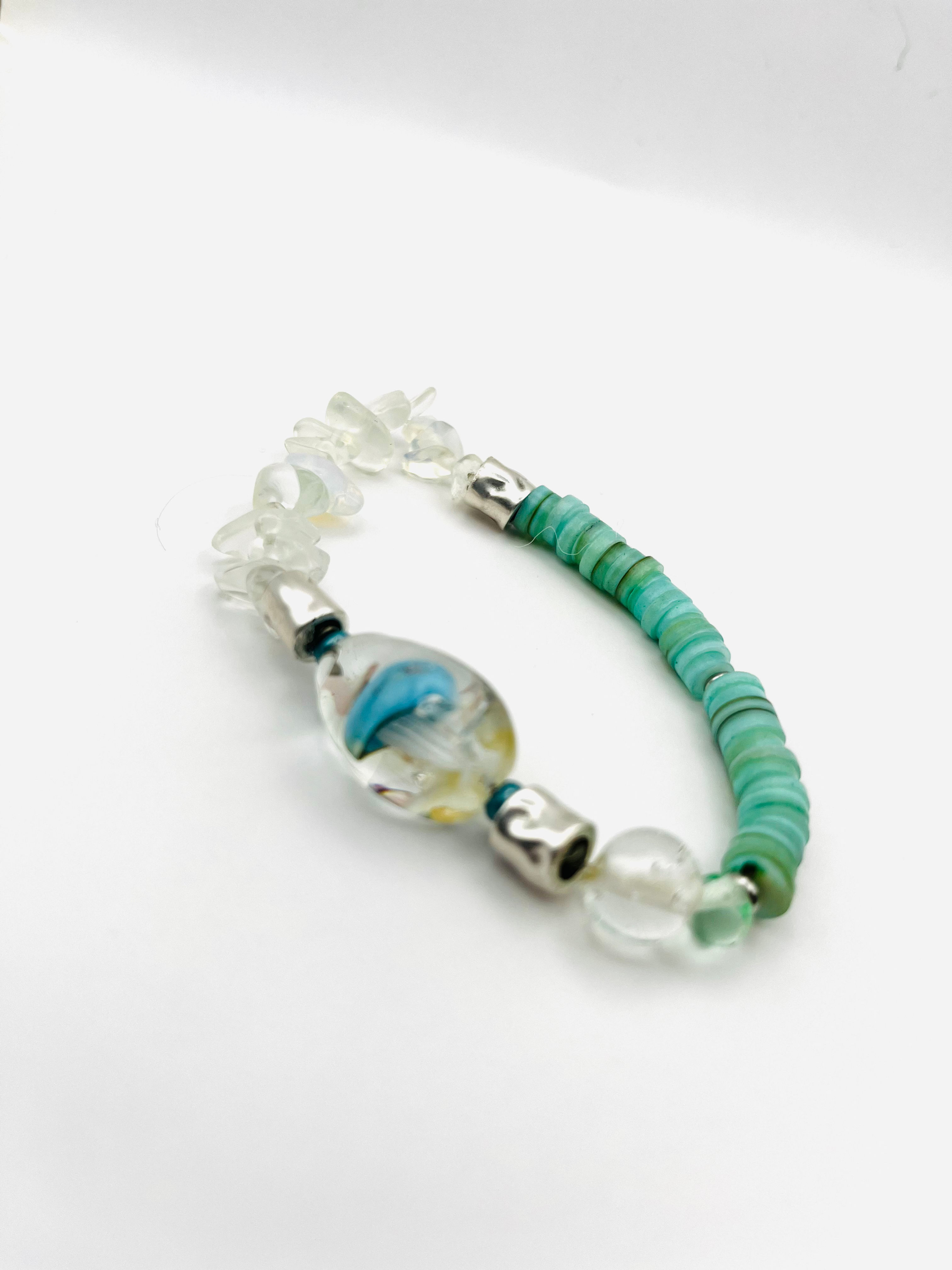 Bracelet « Fille d’azur »/ verre filé