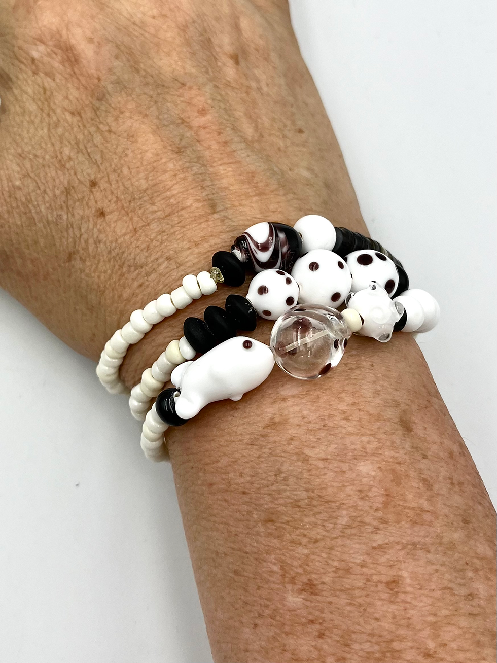 Miniature : Bracelet  « zig À  la ligne »/ verre filé