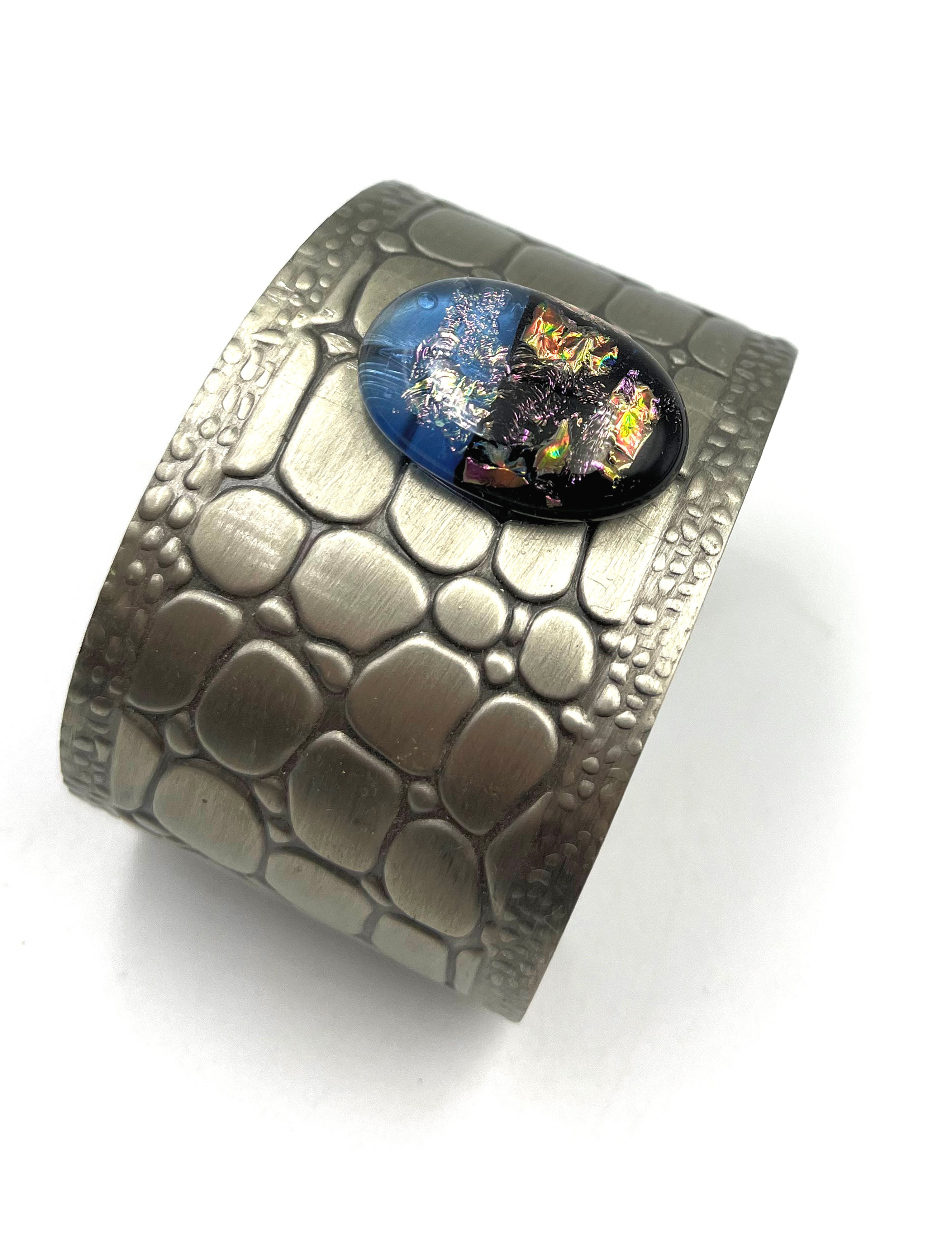 Bracelet manchette « Atlantide »/ verre fusionné 