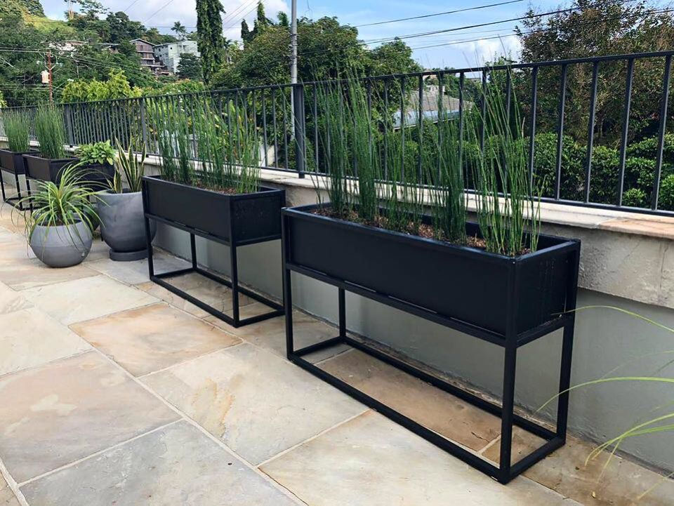 Planters in steel and wood