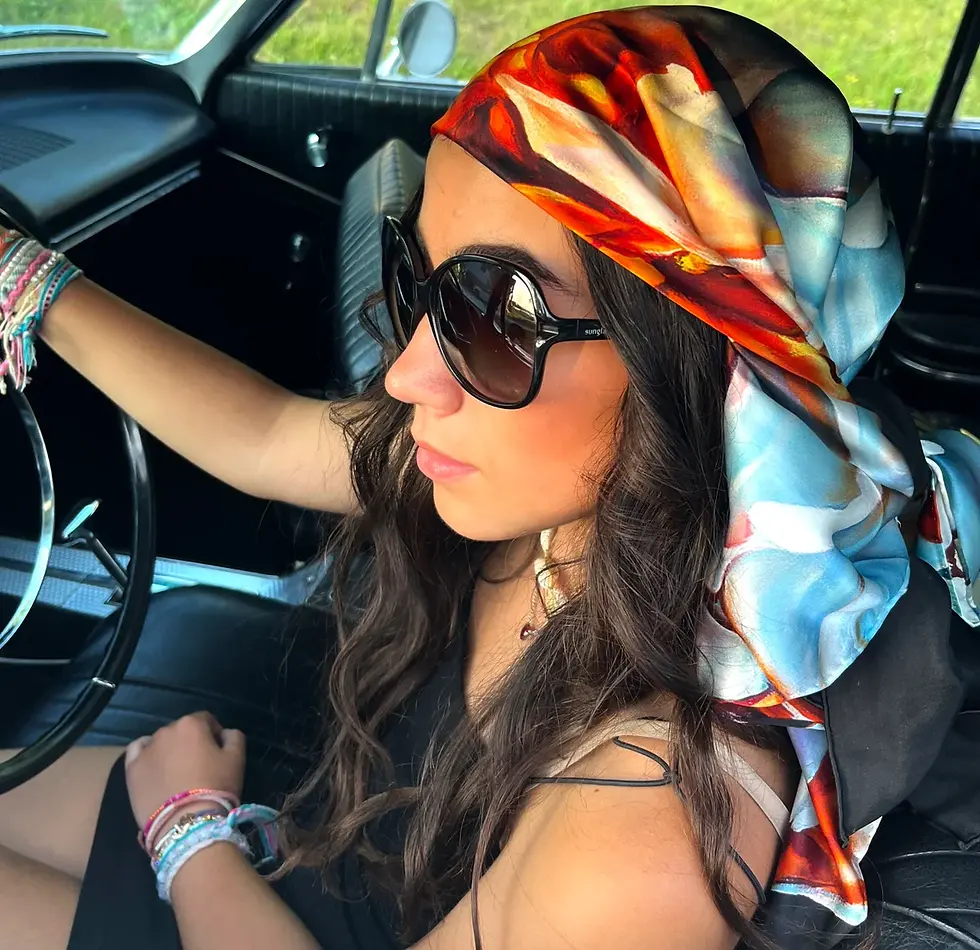 Thumbnail: AVATAR 100% Silk Satin Scarf 36"x36" Hand Rolled Hem