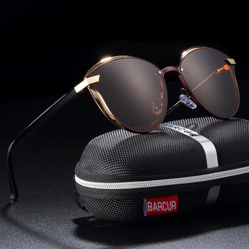 Thumbnail: BARCUR Fashion Polarized Women Sunglasses Round Sun Glass Ladies Lunette De Sole