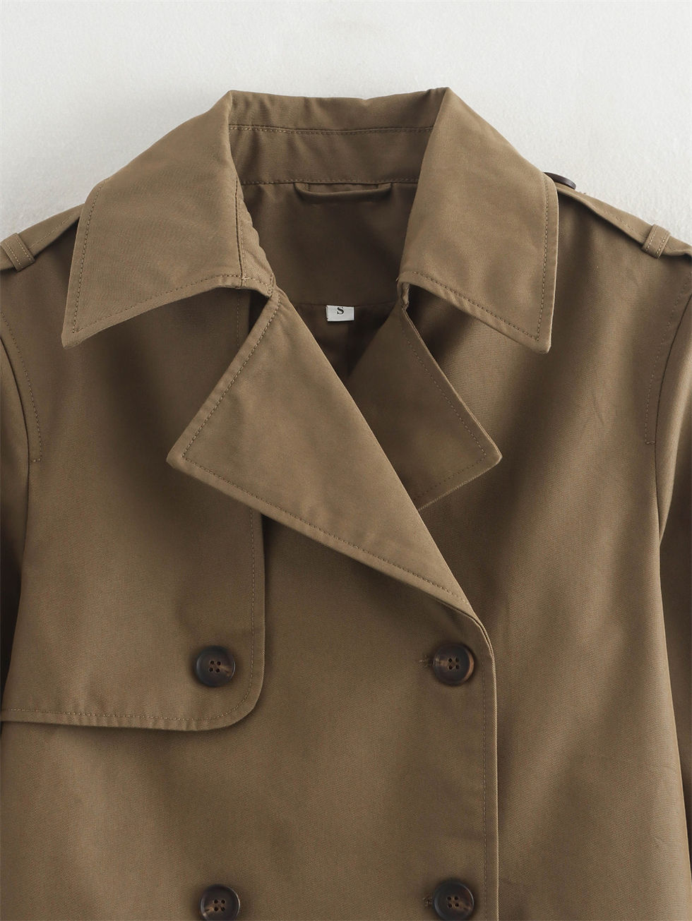 Thumbnail: Ladies Vintage Cropped Trench Spring Autumn Jacket Women Streetwear Double Breas
