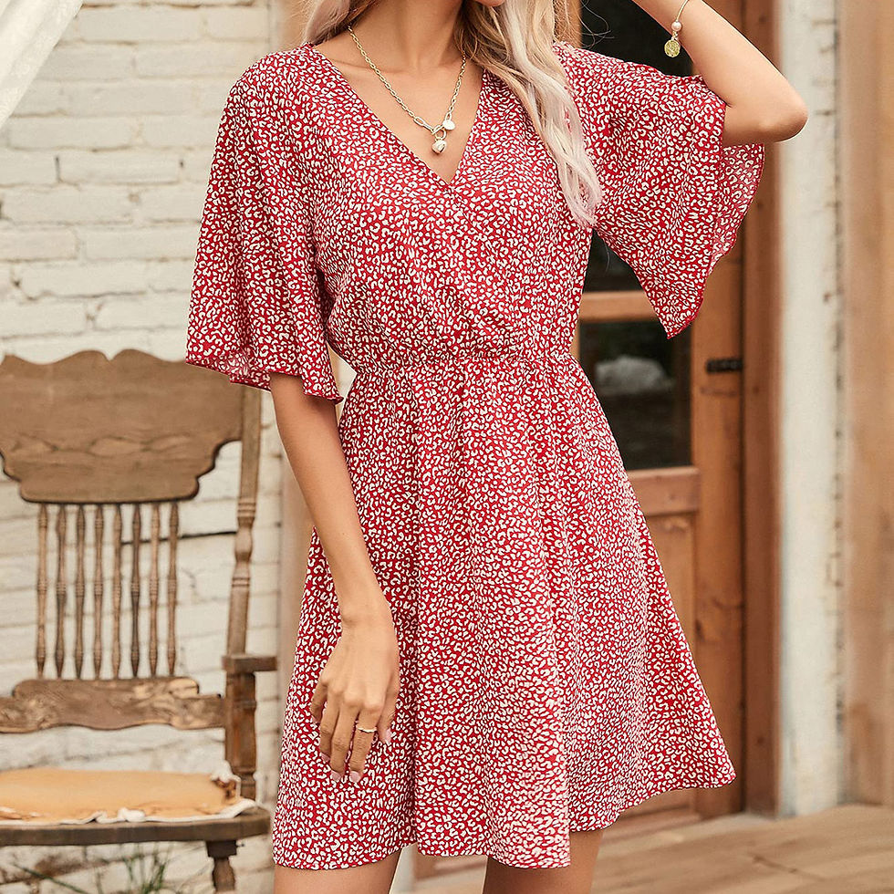 Thumbnail: 2024 Europe and the United States spring and summer new women's dress print V-ne