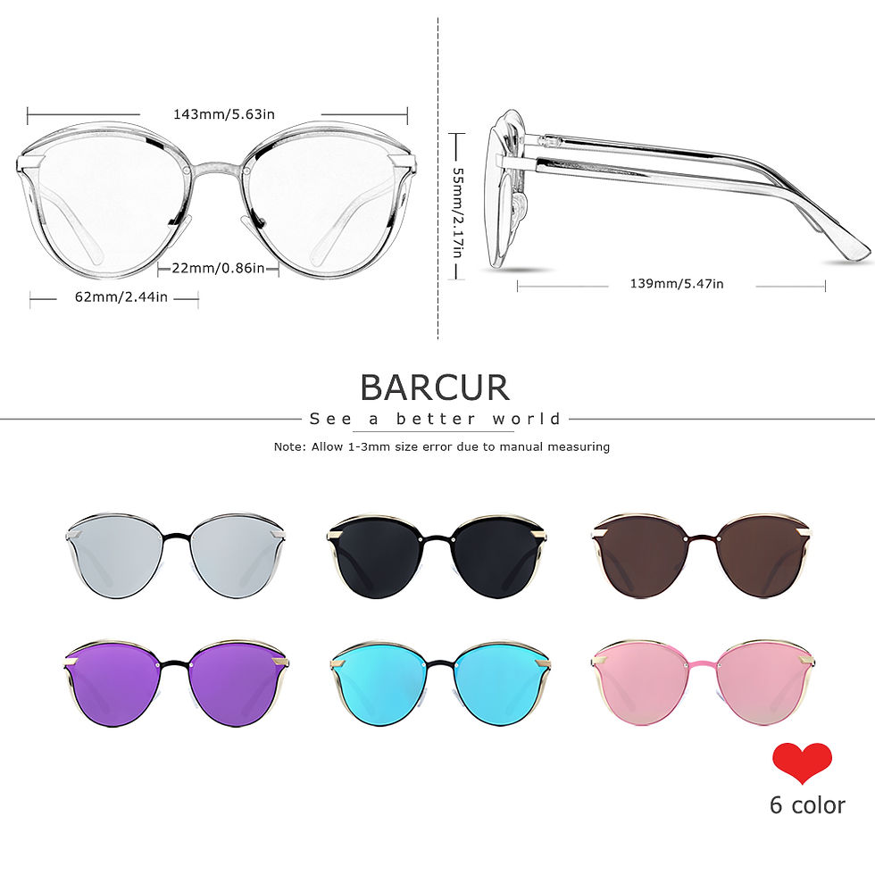 Thumbnail: BARCUR Fashion Polarized Women Sunglasses Round Sun Glass Ladies Lunette De Sole