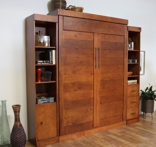 Dale murphy Bed with Drop Down Side Cabinets with a Sunset finish