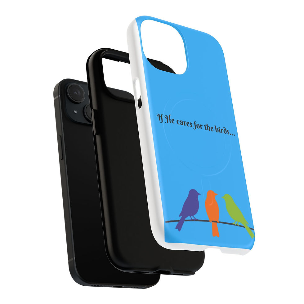 Thumbnail: Birds On A Wire Magnetic Phone Case — 'If He cares for the birds...' 