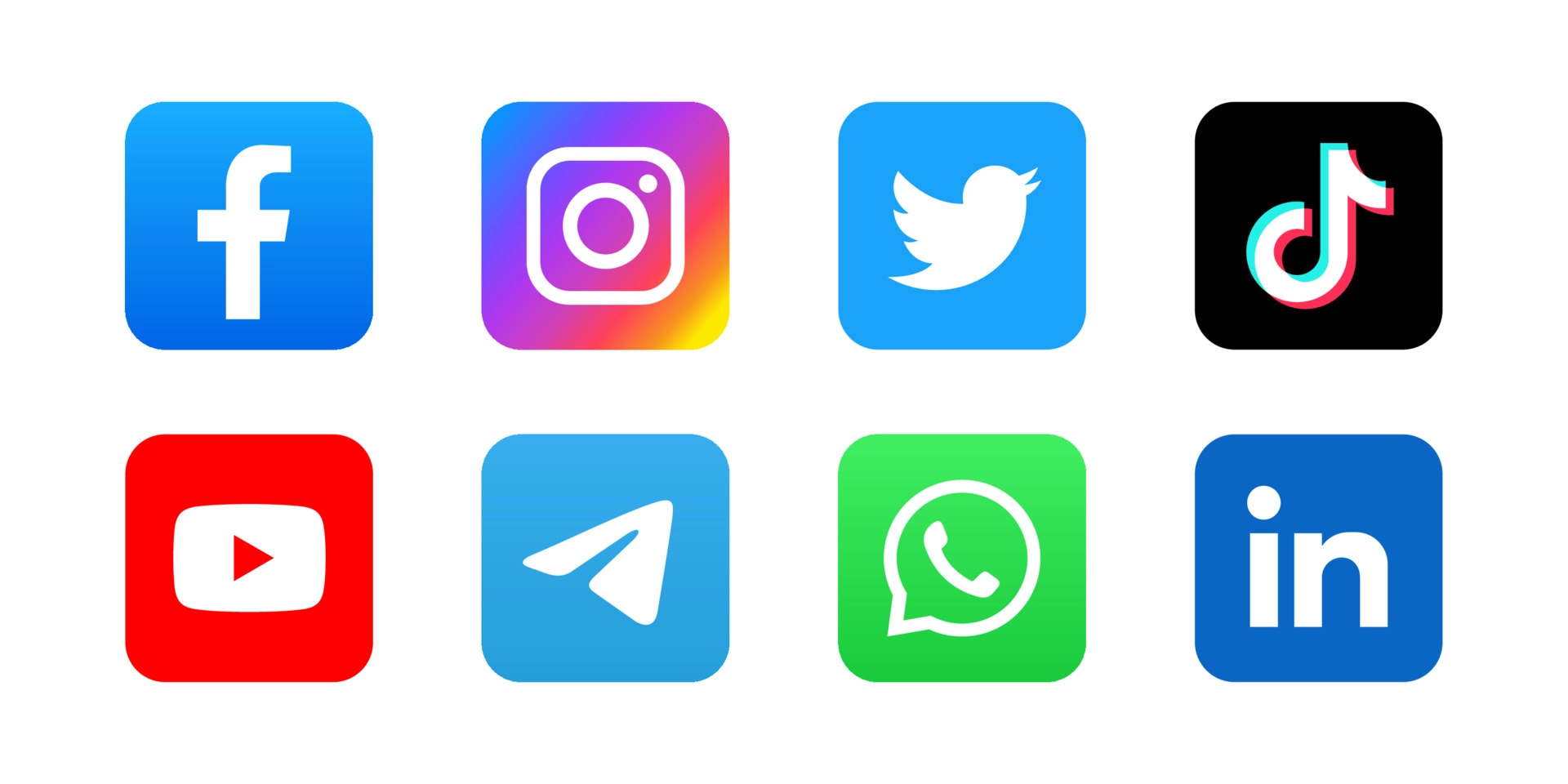 set-of-square-social-media-icon-in-color-background-free-vector