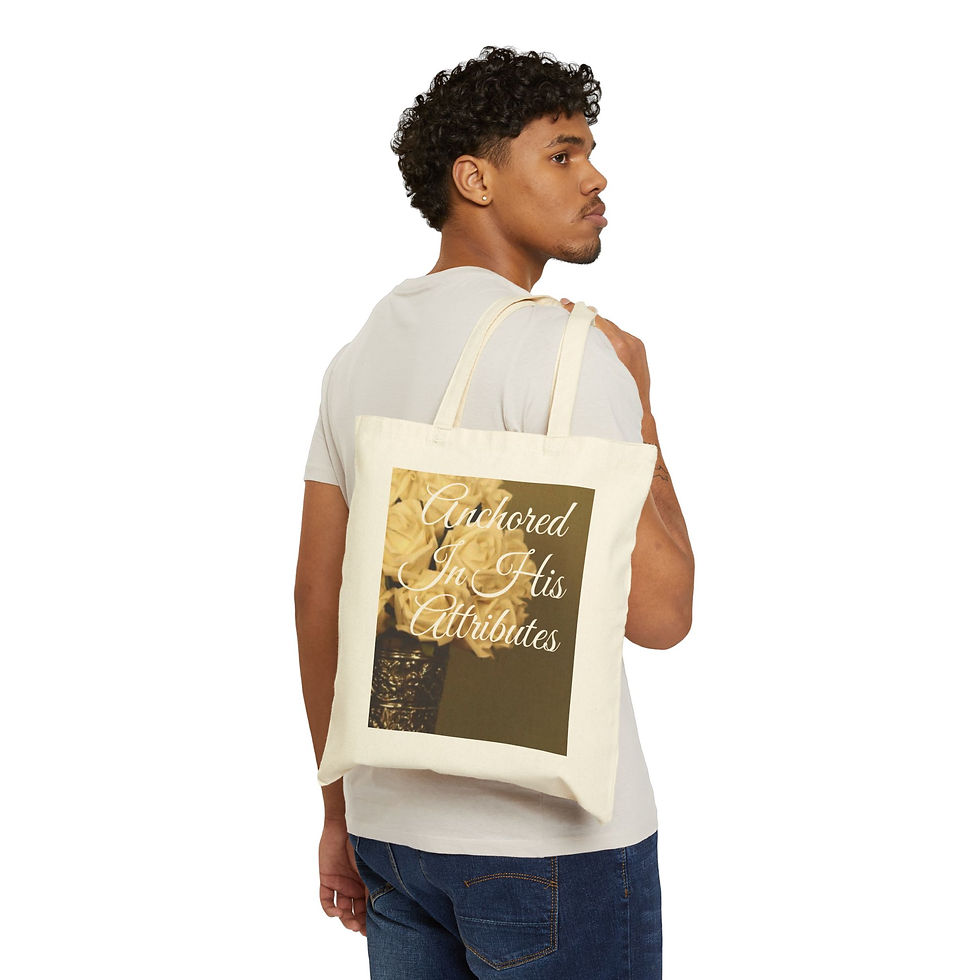 Thumbnail: Tote Bag — "Anchored In His Attributes" Christian Canvas Tote