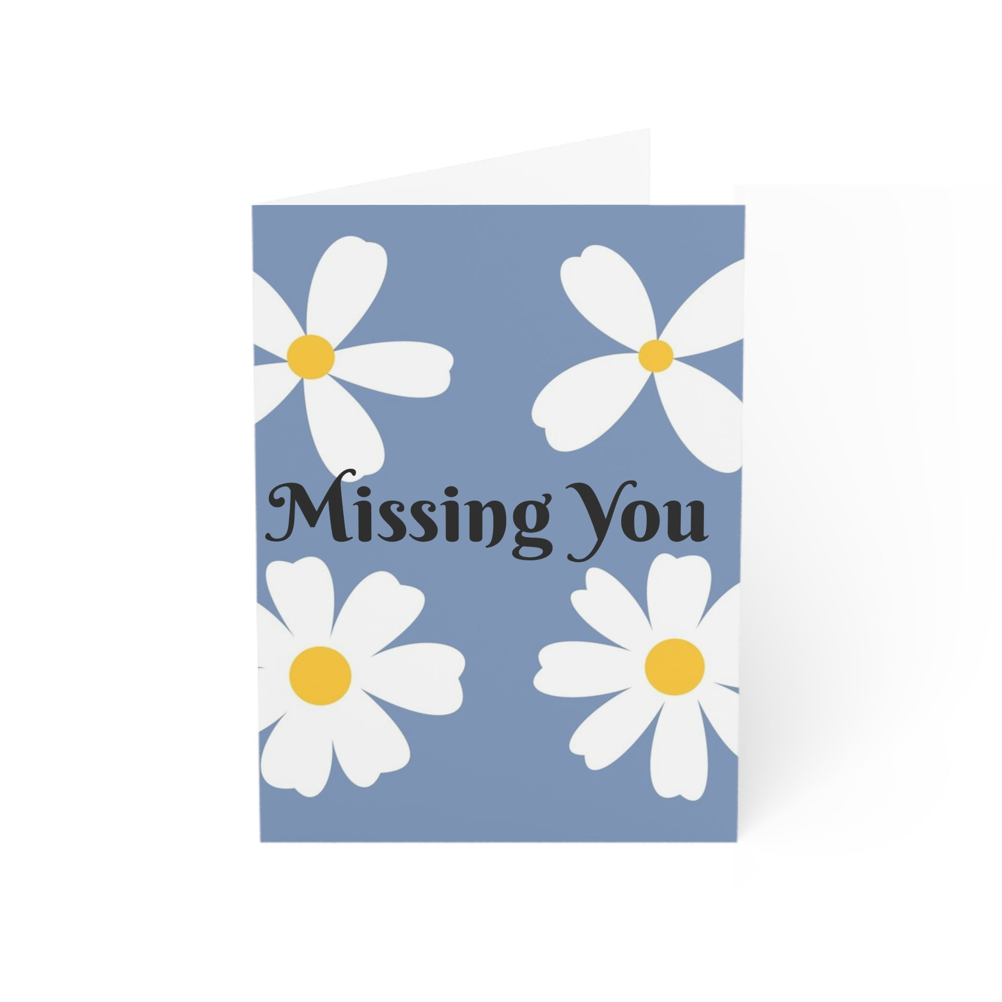 Missing You Daisy Greeting Card — Blue Floral Sympathy Card (1/10/30/50pcs)