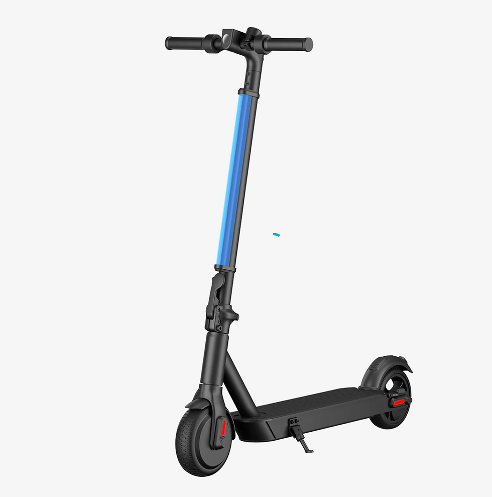 Black electric scooter with blue stem