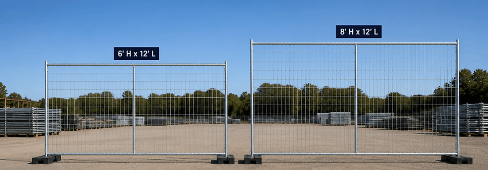 6'x12' and 8'x12' welded wire panels in an outdoor lot.
