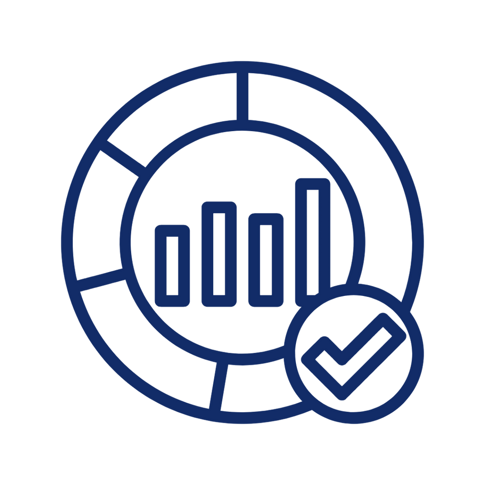 Data analysis report icon with checkmark