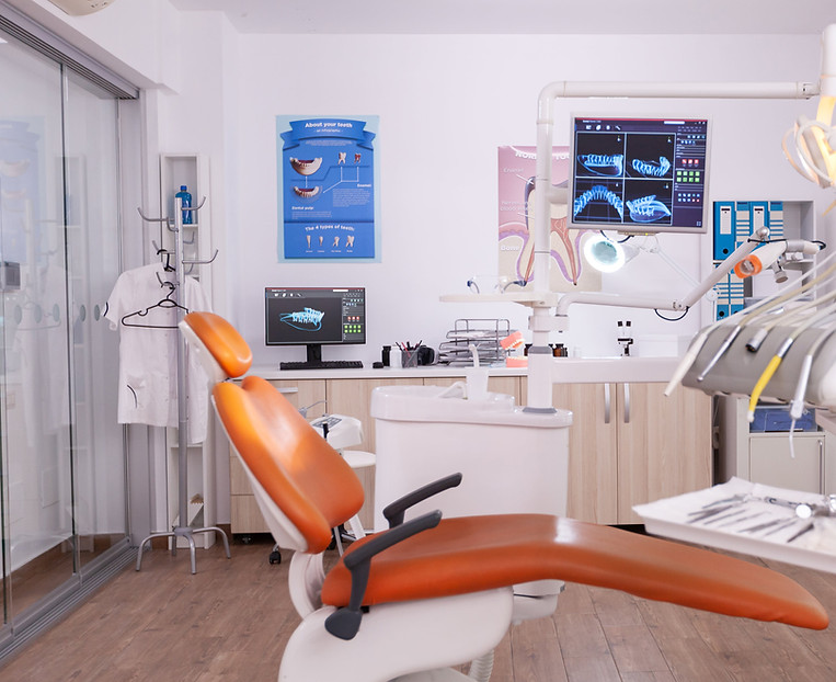 Modern dental office with chair and equipment