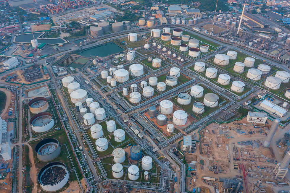 Aerial View bulk liquids storage terminal