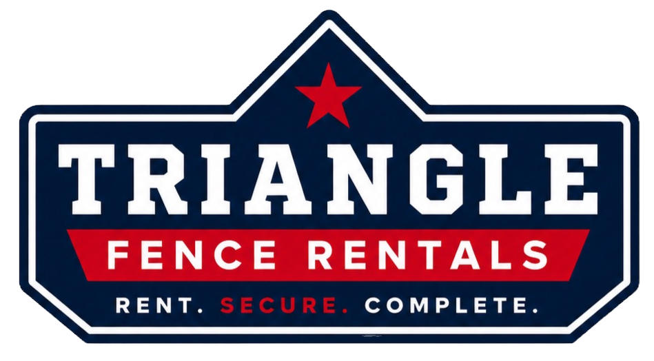 Triangle Fence Rentals logo: Rent. Secure. Complete.