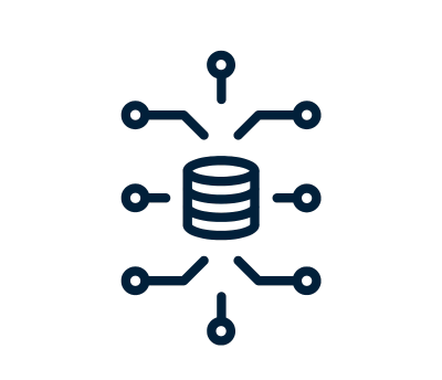Icon of a central database connected to circuit nodes.