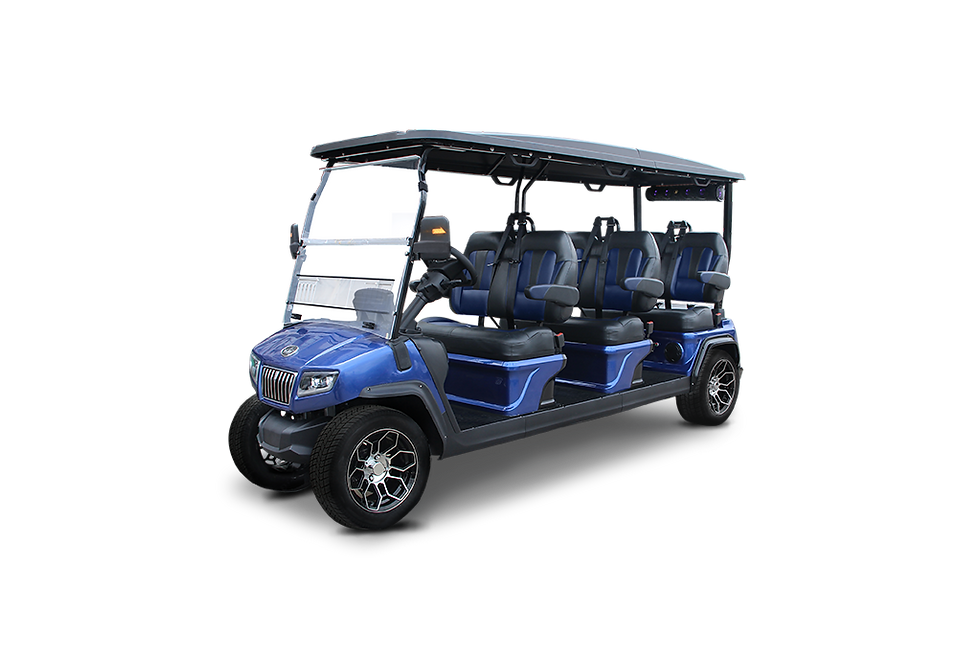 Classic 4 Plus blue multi-passenger golf cart